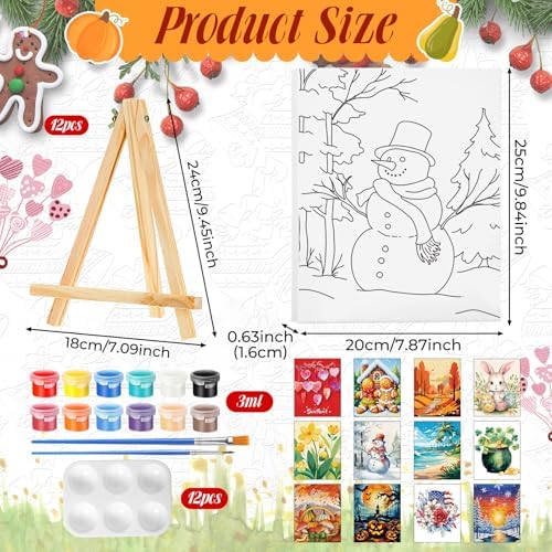 Zhanmai 72 Pcs 12 Sets Sip and Paint Kit Pre Drawn Canvas for Painting 8" x 10" Paint Party Canvas Painting Pre Printed Canvases for Party Favor DIY Virtual Adult's Date Night(Classic Style) - Image 2