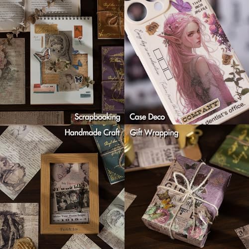 Vintage Scrapbook Stickers and Ephemera Pack – Pre Cut Design Scrapbooking Supplies with 216 Washi Stickers & 30 Papers for Jounk Journaling, Planners, DIY Crafts, Card Making - Image 2