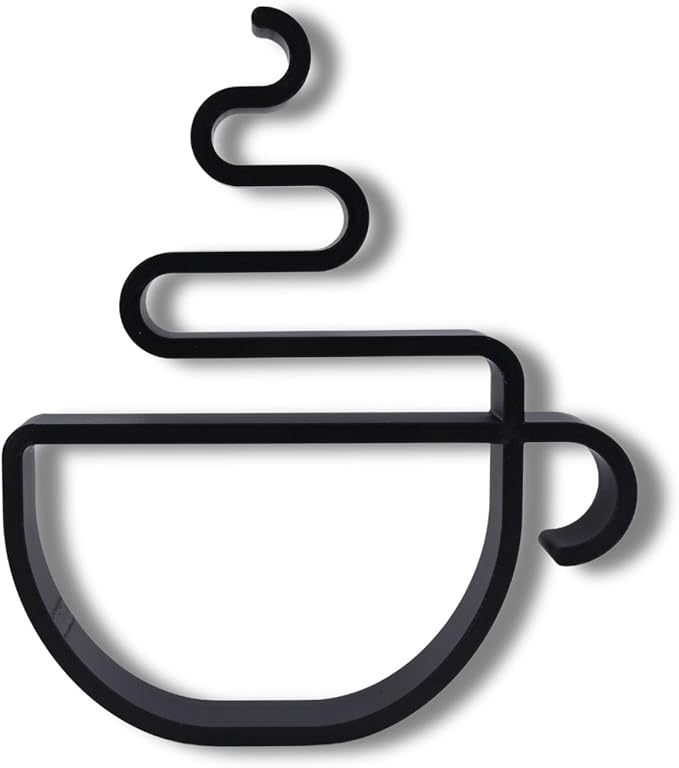 Nexus Box Coffee Sculpture – Minimalist Decorative Accent for Caffein Lovers & Modern Home Decor | Collectible Design (Hot Coffee Cup Matte Black)