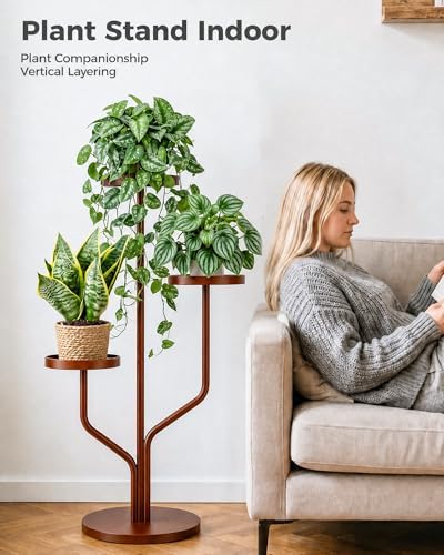 Tier Tall Flower Holder for Living Room,Bedroom Decor,Balcony (Brown) - Image 4