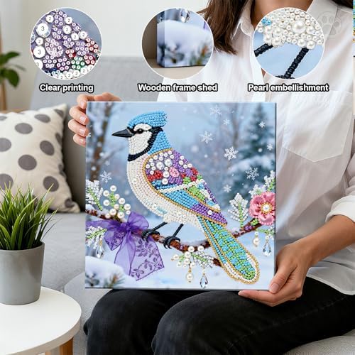 LQCrafK DIY 3D Pearl Art Painting Handcraft Kit for Adults Beginners, Home Wall Decoration, Creative Design Framed Painting with Tools-Blue Raven - Image 4
