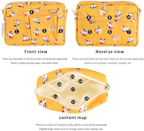 Multiple Pockets Portfolio Organizer with Zipper,Makeup Bag Pencil Pouch - Image 4
