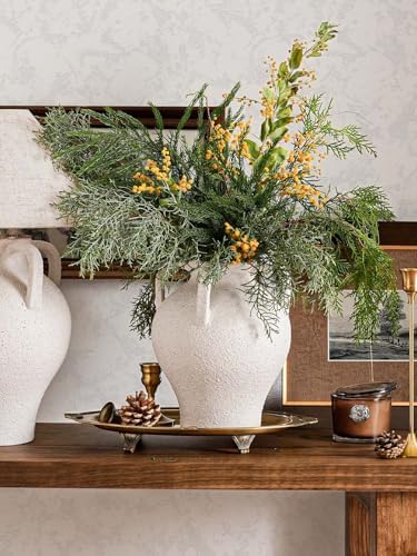 White Ceramic Vase with 4 Handles, 8.8 Inch, Farmhouse Rustic - Image 2