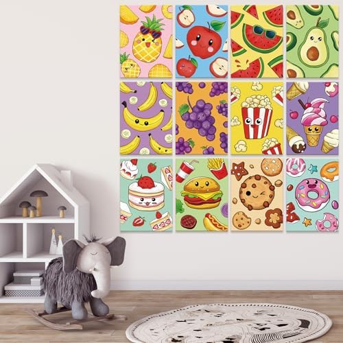 Louise Maelys 12Pack Pre Drawn Canvas to Paint for Kids,Fruit Food - Image 4