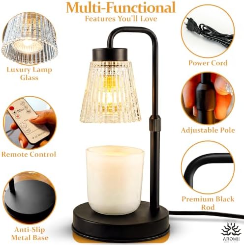 Candle Warmer Lamp with Timer & Wireless Remote Control – Dimmable 4-Level Adjustable Height Electric Wax Melt Warmer, Flameless Jar Light for Modern Minimalist Home Decor - Image 3
