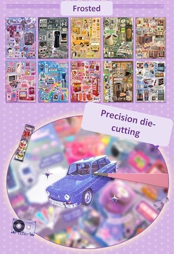 Japanese Retro Sticker Book, 800 Cartoon Stickers Book with Art Coated Paper Creative Activity Stickers for Adults, DIY Scrapbooking Phone Cases Laptops Party Gifts (Y2k) - Image 5