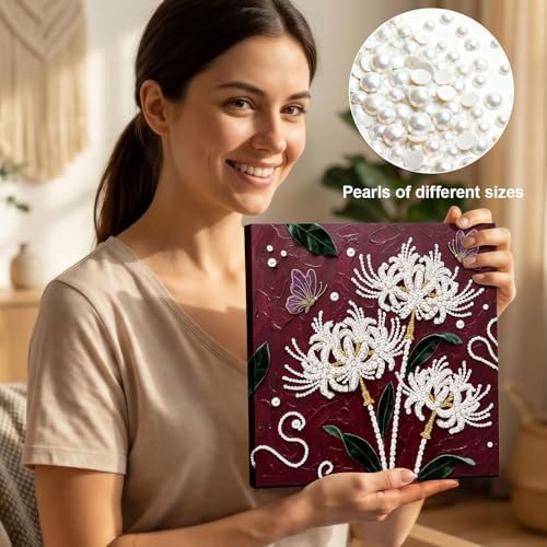 LQCrafK DIY Pearl Art Painting Handcraft Kit for Adults Beginners with Tools and Framed Painting, Creative Design,Self-Adhesive, Healing Stress-Relieving Home Wall Decoration-Red Spider Lily - Image 4
