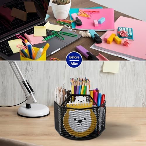 Comix Mesh 360° Rotating Pen Holder, Desk Organizer for Home Office, Black - Image 5