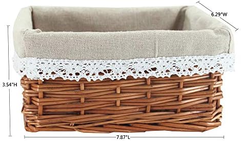 INGWILLOW 3Pcs Small Rectangular Wicker Storage Basket for Shelves - Image 6