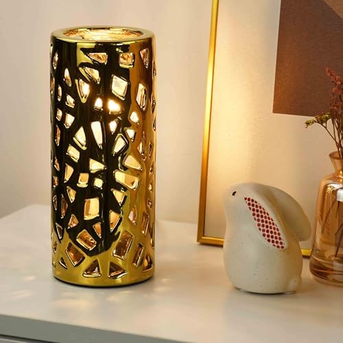 Nave Small Table Lamp for Living Room as Bedside Table Lamp for Bedroom,Modern Ceramic Table Lamp,Kids Night Nursery Table Lamp,Φ3.14×H7.48IN,Bulb Excluded,Gold Carving Bird Nest - Image 4