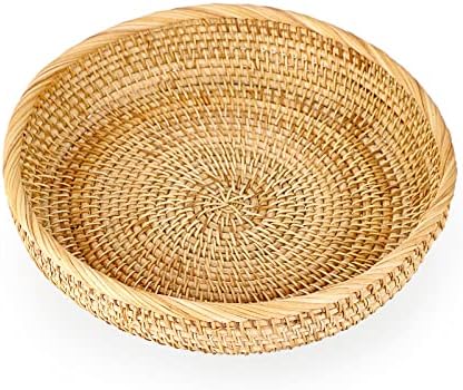 Hipiwe 9.9" Round Key Basket Bowl for Entryway Table Handwven Rattan Tray by Hipiwe
