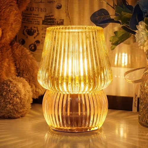 Small Battery Operated Lamp with Timer, Mushroom, Amber by SisiHokai