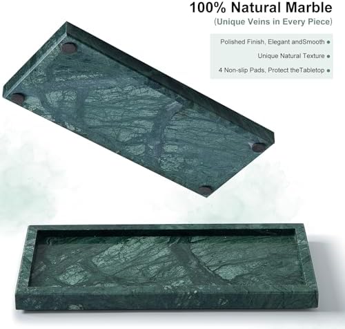 Natural Marble Vanity Tray, Stone Organizer for Bathroom & Kitchen - Image 3