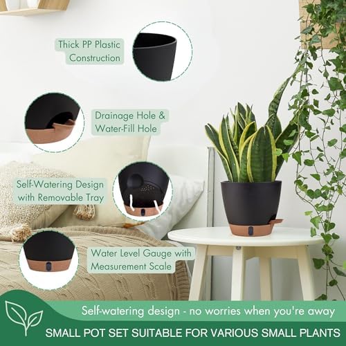 Self Watering Pots for Inoor/ Ourdoor Plants 5/5.5/6/6.5/7" Flower Pot - Image 3