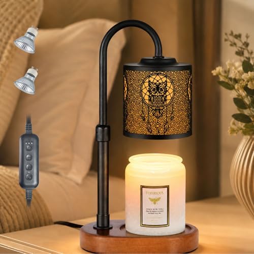 Dimmable Candle Warmer Lamp with Timer Adjustable Height for Scented Jar Candles Electric Candle Wax Melt Warmer for Home Decor Christmas Birthday Gifts for Women Mom(Owl) by Copinpin