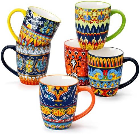 vancasso KRVI Ceramic Coffee Mugs, Set of 6, 16 oz by vancasso