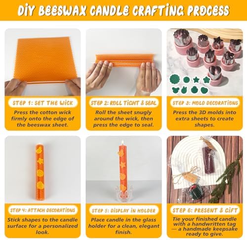 Beeswax Candle Making Kit for Kids, DIY 100% Pure Colorful Beeswax Sheets - Image 6