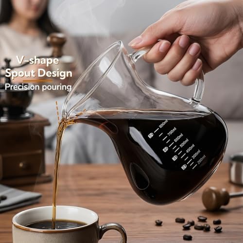 Pour Over Coffee Maker Set with Reusable Stainless Filter 27 fl oz, Heat-Resistant Borosilicate Glass Paperless Pour Over Coffee Dripper with coaster for Home Daily coffee - Image 4