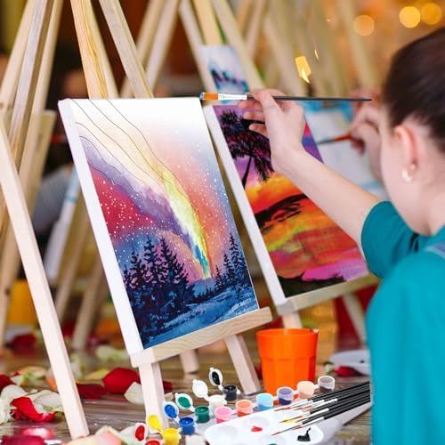 Dinifee 6 Pack Pre Drawn Canvas for Painting Pre Printed Canvas Kit 8 x 10 Inch Stretched Cotton Paint and Sip Set for Adults Couple Party Graduation Summer Date Night(Scenery) - Image 2