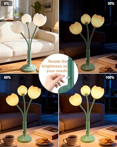 Lightdot 3-Light Tulip Table Lamp Set of 2 with LED Bulbs Included - Image 4