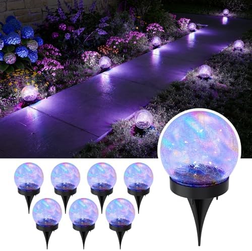 8 Pack 3.94" Multicolor Solar Powered Cracked Glass Ball Lights by GVSHINE