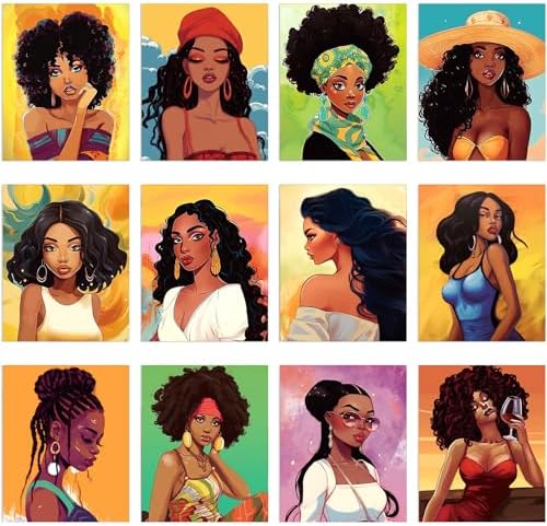 Ctosree 12 Pcs Pre Drawn Canvas for Painting,Elegant Lady,8 x 10 Inch by Ctosree