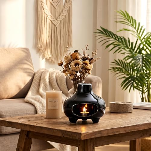 Black Ceramic Palo Santo Burner Cone Incense Holder for Wood Sticks - Image 5