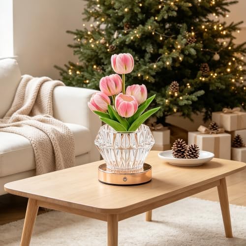 Pink Tulip Flower Lamp Decor Gifts for Women Daughter Friend Grandma by Hibeauti