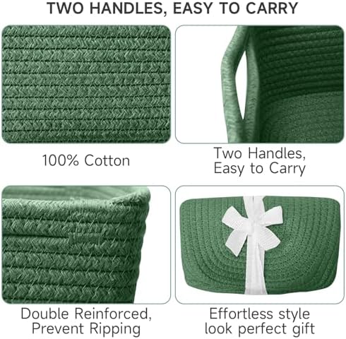 3 Pack Small Storage Baskets for Organizing, 11.8×7.8×5.1", Green - Image 6