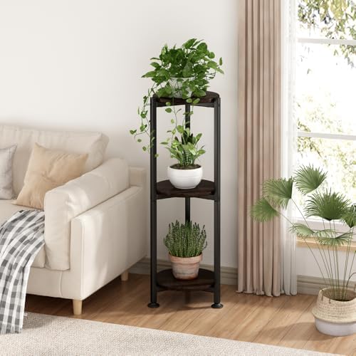 3 Tier Plant Stand Indoor Corner Tall Round Shape Plant Shelf - Image 2