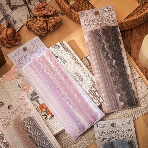 240 Pcs Transparent Lace Stickers for Scrapbooking Junk Journal Card Making Collage Diary Planner Notebook Letter Photo Album Craft Project Decoration, 30 Patterns - Image 4