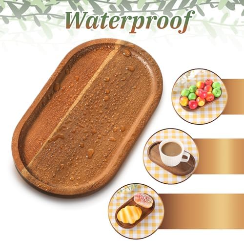 Small Wood Tray, 7.3"x 4" Mini Wooden Serving Tray Bathroom Countertop Organizer Trays Wood Counter Plates for Coffee Tables, Dessert, Snack, Fruit, Vegetable, Decor Restaurant - Image 3