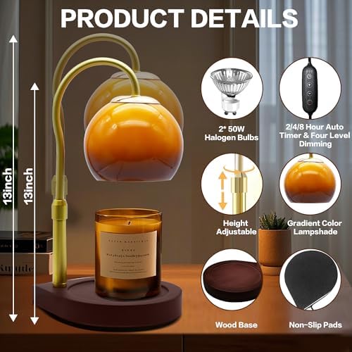 Candle Warmer Lamp with Timer 2H/4H/8H, Adjustable Height, Sunset - Image 2