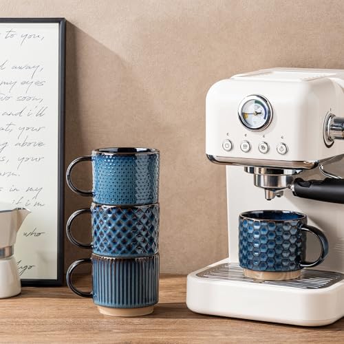 GBhome 12 OZ Stackable Coffee Mugs Set of 4, Ceramic Coffee Cups Set - Image 5