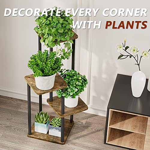 AZERPIAN 4 Tier Tall Plant Stand Indoor Corner Tiered Shelf Metal MDF Board - Image 5