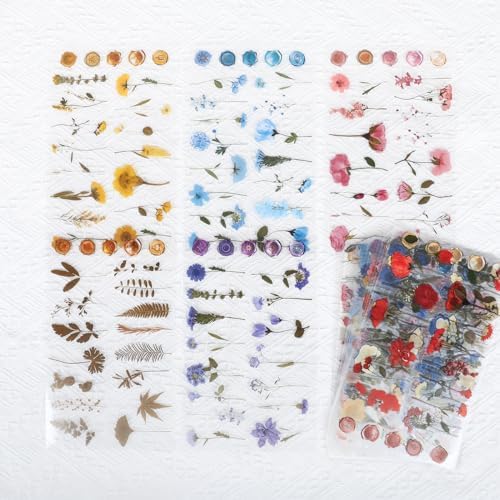 NESSCCI Pressed Flower Themed Stickers (Assorted 480 Pieces,24 Sheets) Scrapbook Supplies,Stickers for Journaling, Dried Floral Resin,Scrapbook Sticker,Junk Journal Sticker - Image 2