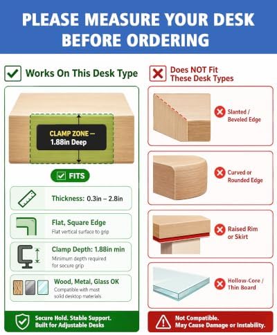 LUKETURE Desk Side Storage, 2 Tie Laptop Holder No Drill Clamp On Organizer - Image 3