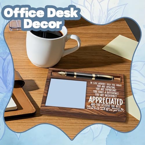 FOUGSTA Appreciation Gifts for Women, New Job Gifts for Women, Inspirational Office Decor Gift for Woman,Wooden Notepad Pen Holder With Inspirational Quotes,16.5 x 12 x 1.5 cm,XXN3 - Image 3