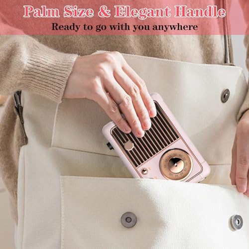 Retro Bluetooth Speaker, Vintage Decor, Wireless Portable Mini Bluetooth Speaker, Small Cute Old Fashion Style for Home Bedroom Kitchen Desk Party Outdoor Gift Ideas - Pink - Image 4