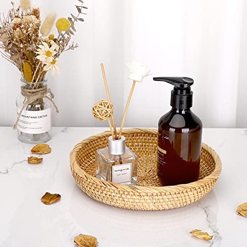 Hipiwe Small Round Keys Basket Bowl for Entryway 8.6" Wicker Rattan Basket - Image 6