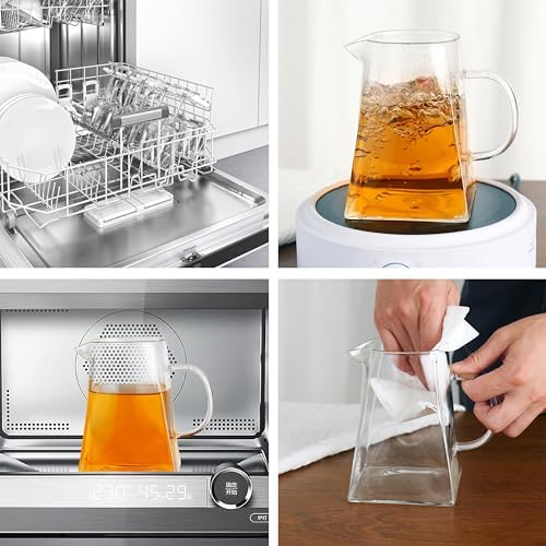 CNGLASS Glass Teapot with Infuser,24oz Clear Glass Tea Kettle with Removable Stainless Steel Strainer,Stovetop Safe Glass Teapot for Blooming and Loose Leaf Tea… - Image 5
