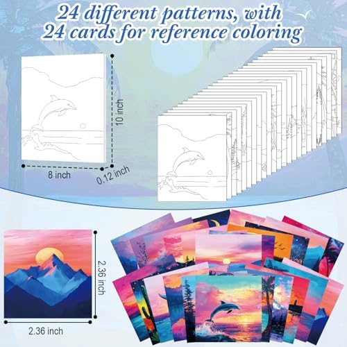 Sherr 24 Pcs Pre Drawn Canvas for Adult, Multiple Sceneries, 8 x 10 Inch - Image 3