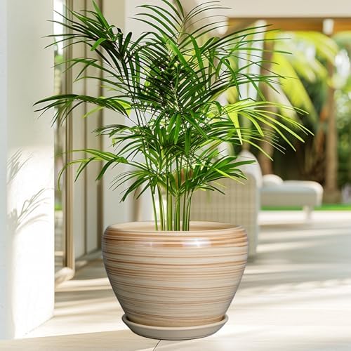 Ceramicfor Ceramic Pot for Plant 10 Inch - Planter for Outdoor Plants Indoor Plant Pot with Drainage Hole Large Planter Round Flower Pot for House Patio Garden Yellow - Image 4