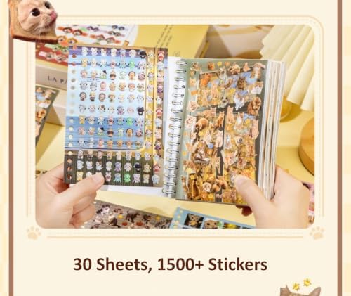 1500pcs Cat Sticker Book Cute Stickers Aesthetic Funny Meme, Meow - Image 5