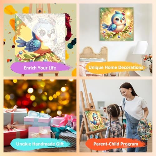 Bird Paint by Numbers Kit for Kids, 8x8 inch - Image 7