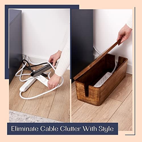 Large Cable Management Box, Wood Wire Organizer & Power Strip Cord Hider - Image 3