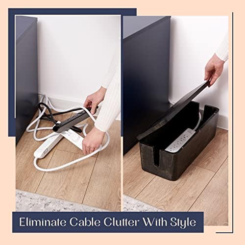 Large Cable Management Box, Wood Wire Organizer & Power Strip Cord Hider - Image 3