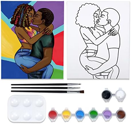 Nuberlic Pre Drawn Canvas Paint Kit Sip and Paint Party 8x10 Canvas Painting Kit Valentine's Day Birthday Gift Couple Love Theme DIY Party Favor Date Night by Nuberlic