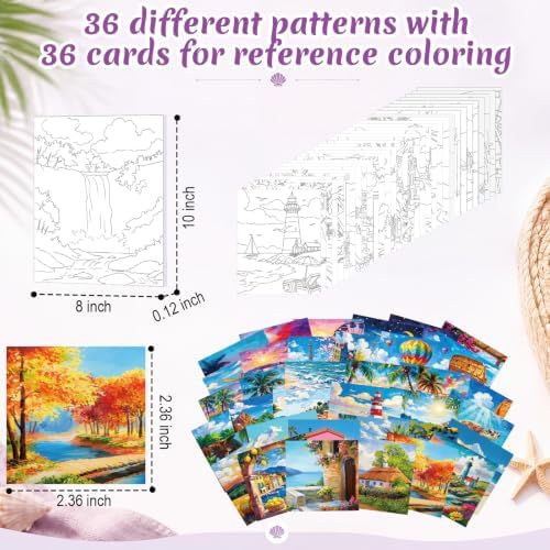 Sherr 36 Pcs Pre Drawn Canvas Painting Kits for Adults Cute Printed to Paint Set 8" x 10" Stretched Panels Natural Scenery Theme Painting for DIY Art Sunmmer Date Night Party Favor - Image 3