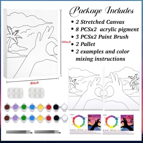 Paint and Sip kit for Adults Finger Heart Pre Drawn Canvas Kits - Image 5